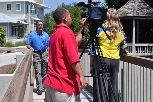Layton waits for instructions from the HGTV Smart Home production crew.