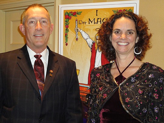 Coming and going: the outgoing NEFAR president, Dane Leslie of Watson Realty, with successor Carol Zingone of Prudential Network Realty.