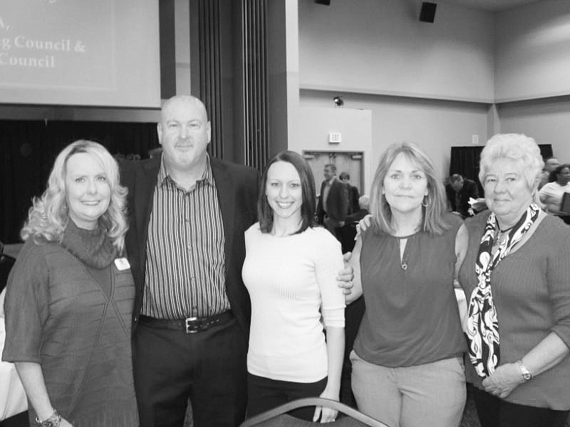 Susan Penta, David Bell, Nicole Smagala, Jean Yoder and Rossy Mavety were at the Sales and Marketing Council meeting last month as part of the Landon Homes delegation to lead accolades for outgoing NEFBA President Dennis Ginder, president of Landon Homes.