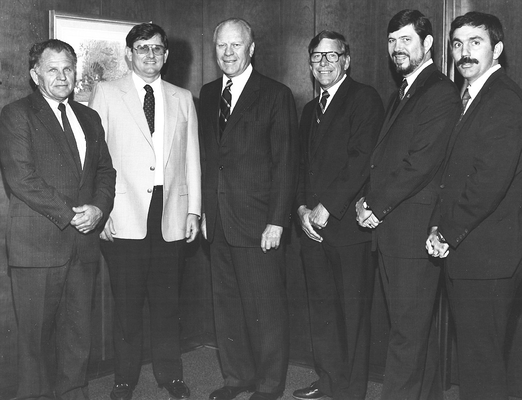 President Gerald Ford (third from left) addressed the association's fundraiser for the Boy Scouts. He is flanked by NEFBA's executive officers: First Vice President Buddy James, Second Vice President Jim Putnal, President Ford, Secretary Wendell Preva...