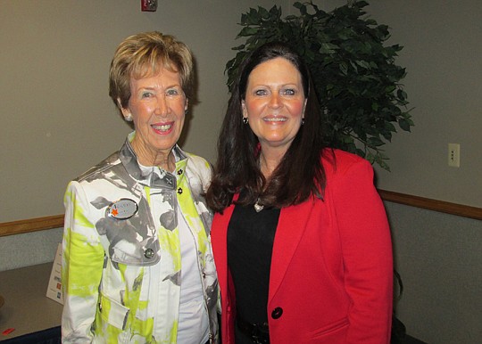 Guest speaker Ann Ross, past president of Florida Women's Council of Realtors, and Missi Howell, Watson Realty, 2014 WCR Jacksonville president. Ross provided tips on how to shine when speaking to a group.