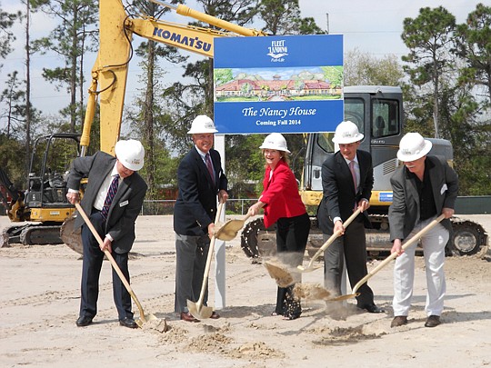 From left, at the groundbreaking for The Nancy House, Jim Lammie, Steve Jarecki, Atlantic Beach Mayor Carolyn Woods, Josh Ashby and Jeffrey Paulding.