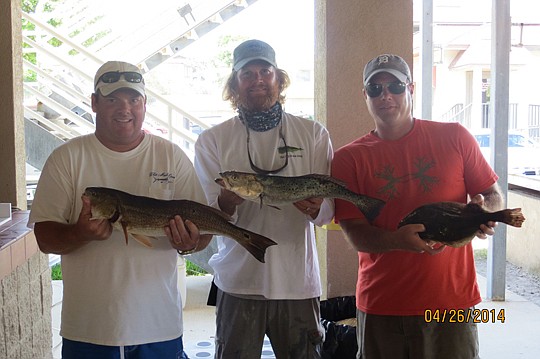 The Richmond American team was the first boat to weigh in: Doug Moran weighed in a 4.154 redfish, James Dumas a 2.150 trout and Brad Muston a 1.12 flounder.