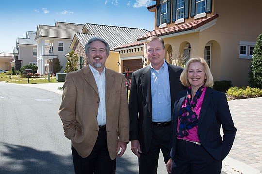 Brian Paul, CEO, elacora; Lee Arsenault, New Leaf Homes, exclusive general contractor for elacora Northeast Florida; and Victoria Robbins, Victoria Robbins Realty, exclusive agent for elacora Northeast Florida.