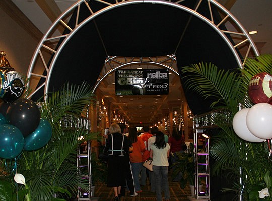 Ready for tailgating, guests head into the Gala stadium.