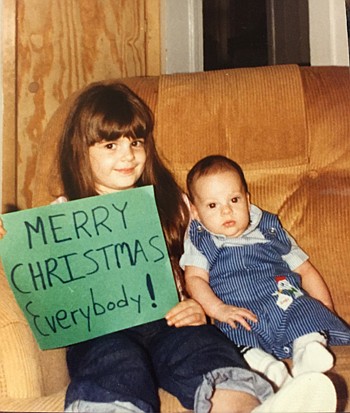 Childhood Christmas photos were tough to sit through, said Lennar's Amber Williams (center). Seated with her at left are brothers Blake (left) and Dustin (right). At right, are Williams and Blake.