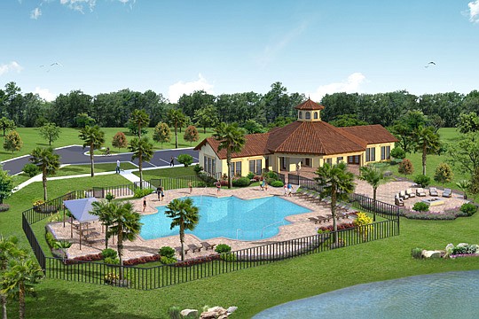 A rendering of the new Residents' Club at Madeira in St. Augustine shows the pool, fitness center and expansive outdoor gathering area.