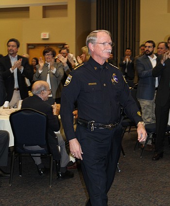 Sheriff John Rutherford accepted the Good Government Award for the Jacksonville Sheriff's Office from NEFBA. For more coverage on NEFBA's installation, see Pages 33 and 42 in Builder News.