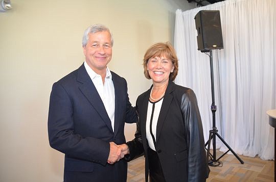 Jamie Dimon, JPMorgan Chase chairman and CEO, and Cynthia Bioteau, president of Florida State College at Jacksonville.