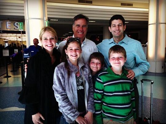 family with Mitt Romney at Jacksonville International Airport.
