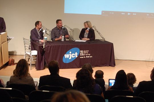 From left, One Spark co-founder Elton Rivas and Executive Director Joe Sampson joined host Melissa Ross at the Museum of Contemporary Art Jacksonville on Wednesday on "First Coast Connect," WJCT-FM's live public affairs radio program. The show also wi...