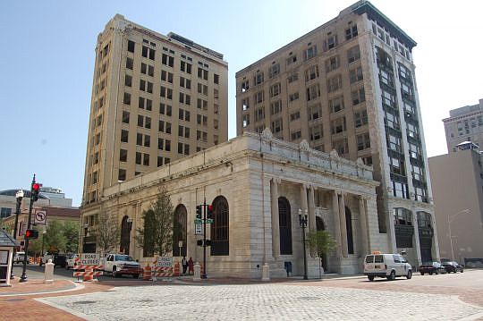 From left, the Florida Life Building, the Old Florida National Bank and the Bisbee Building are referred to as the Laura Street Trio.