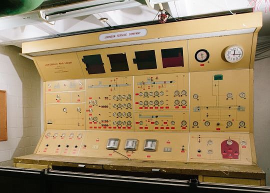 This control panel has been in the basement at the former Haydon Burns Public Library for 50 years. It soon will be removed and displayed at the Johnson Controls office in South Jacksonville.