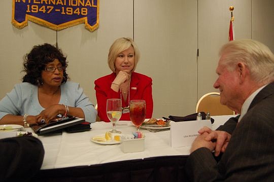 From left, U.S. Rep. Corrine Brown, Wells Fargo Vice President Lisa Weatherby and attorney George Gabel after Brown addressed the Rotary Club of Jacksonville on Monday. Brown gave updates on several topics, including that she's confident the federal g...