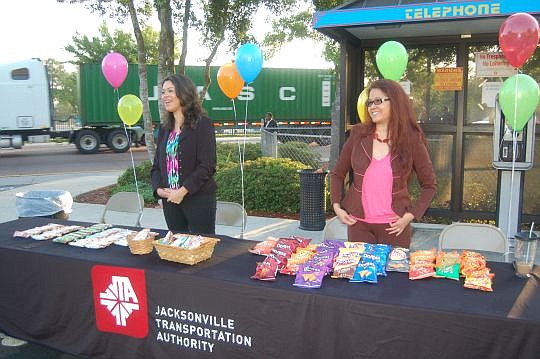 Nathaniel Ford, JTA CEO, helped greet mass transit users on Customer Appreciation Day.