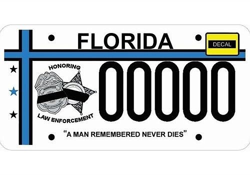 Specialty license plate for Fallen Law Enforcement Officers.