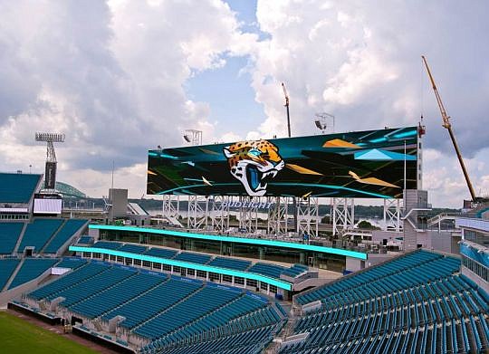 The new scoreboards will be unveiled Saturday at EverBank Stadium. They are 60 feet tall and 362 feet long.