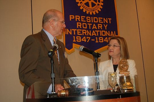 Rotary Club of Jacksonville President Pierre Allaire and Nina Waters, president of The Community Foundation for Northeast Florida.