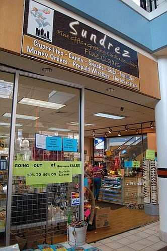 Sundrez, the gift, greeting card and convenience store at the Jacksonville Landing, is in the midst of a going-out-of-business sale.
