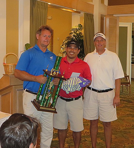 Jack Dunham, Beau Alvarex and Donnie Allison of Eagle View Windows won first place at the annual St. Johns Builders Council Charity Golf Classic. Not pictured is team member Mike Bianchi. Nearly 120 golfers took part in the event, which benefited the ...