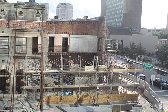 The renovation of the historic Bostwick Building has meant disassembling part of the structure. Jacques Klempf will open a high-end and seafood chophouse in the summer.