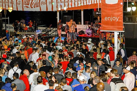 The courtyard of the Jacksonville Landing was packed as the Austin Park Band performed on the Coca-Cola riverfront stage.