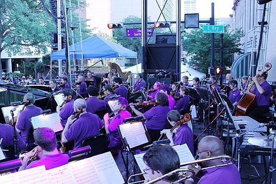The Jacksonville Symphony Orchestra performed its most recent outdoor concert in May at the Jacksonville Jazz Festival. The orchestra is scheduled to perform twice Wednesday in Hemming Park as part of Art Walk.