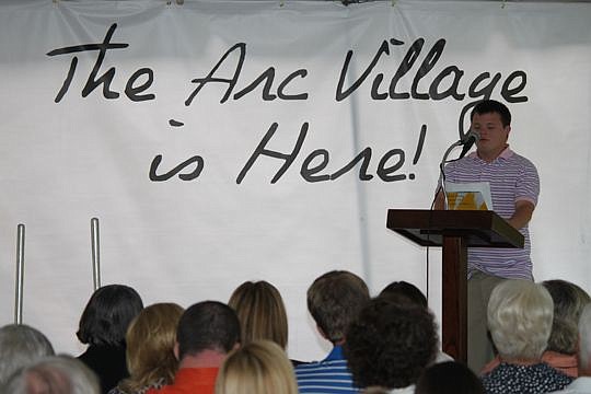 Collin Hazelip talks about the possibilities of living independently during a groundbreaking ceremony for The Arc Village. The 32-acre site near Beach and Hodges boulevards starting next year will be home to about 120 adults with developmental disabil...