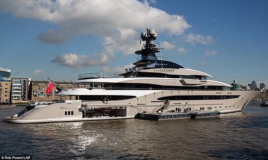The 308-foot Kismet yacht, believed to be owned by Jacksonville Jaguars owner Shad Khan, boasts six bedrooms, three decks, a helipad and a private sundeck with a pool-Jacuzzi-BBQ area.