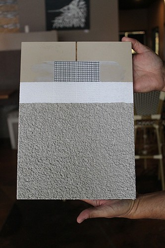 A combination of SmartSide sheathing and dryvit textured acrylic finish mimics the look of stucco, but is easier to install and won't crack or mold, said Mark Rose, manager for LP Building Products in Jacksonville.