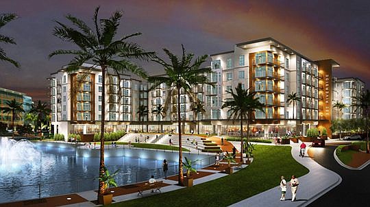 Rendering of the first phase of 220 Riverside. Another 223 units will be added in Phase Two.