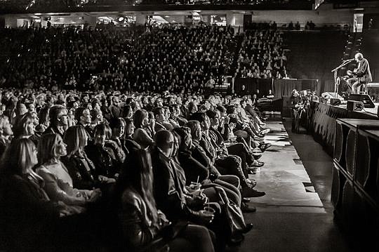 A large crowd attended the James Taylor concert Wednesday night at Veterans Memorial Arena, which pushed the facility's annual attendance over its previous record.