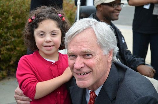U.S. Rep. Ander Crenshaw, R-Fla., and Sophia Pineda, of Fredericksburg, Va., who has Down syndrome, after a news conference on the congressman's Achieving a Better Life Experience Act. The legislation was recently signed into law by President Barack O...