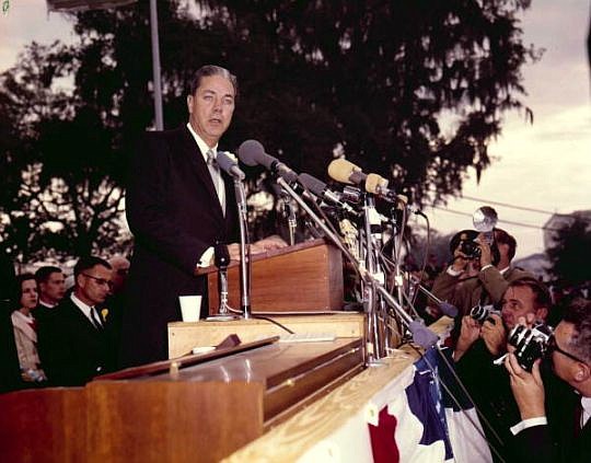 Florida Gov. Haydon Burns gives his 1955 inaugural address in Tallahassee. Burns was a former mayor of Jacksonville. (Photo from floridamemory.com)