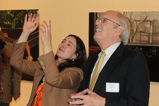 Marcelle Polednik, Museum of Contemporary Art Jacksonville director, and Preston Haskell were all smiles Tuesday, shortly after it was announced Haskell was giving the museum $5 million for its endowment.