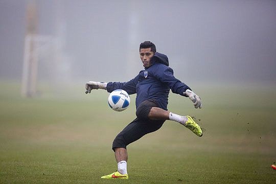 Jacksonville Armada FC goalkeeper Miguel Gallardo kicks the ball during a drill. The team takes the field Saturday for its first formal preseason match against Major League Soccer's Philadelphia Union at EverBank Field.