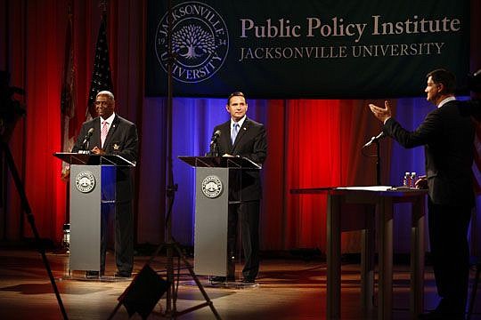 Jacksonville sheriff's candidates Ken Jefferson and Mike Williams took questions from WJXT TV-4 anchor Kent Justice during a second televised debate Wednesday at Jacksonville University. The two, despite some differences, have much in common in terms ...