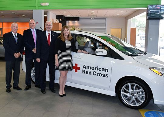 From left, Don Exum, Mazda North American Operations; Derek Archer, Duval Auto Group; Pat Shea, regional CEO American Red Cross; and Megan Bush, Tom Bush Auto Group.