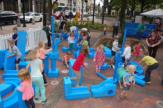 Imagination Playground is one of the new features at Hemming Park since Friends of Hemming Park began managing the space outside City Hall.
