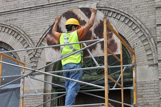 The jaguar mural that was removed from the Bostwick Building will be hung at FreshMinistries on A. Philip Randolph Boulevard.