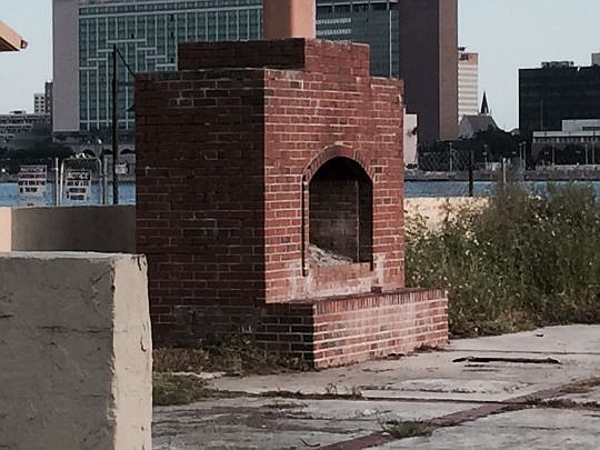 A fireplace remains at the Southbank site where Crawdaddy's Restaurant was demolished in 2004. Alliance Residential Co. wants to redevelop the riverfront site with apartments.