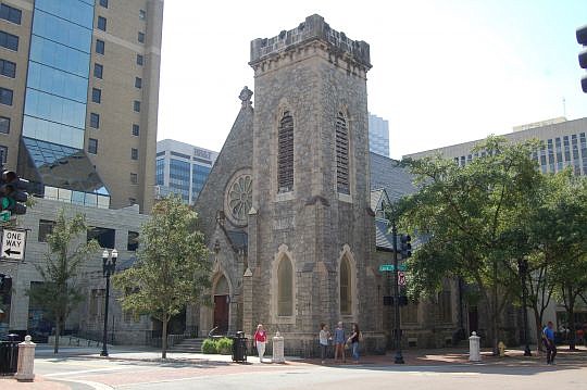 Historic Snyder Memorial along Laura Street near Hemming Plaza is one of Downtown's oldest buildings.
