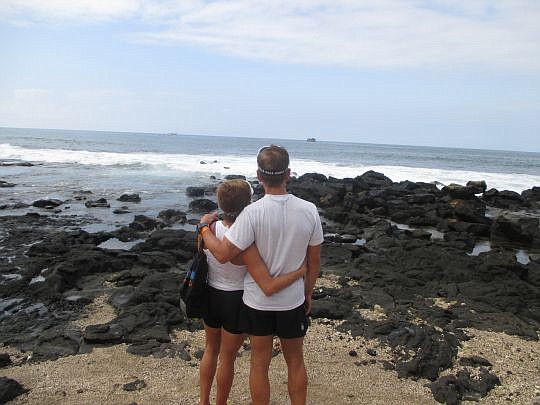 Jeff and Giselle Carson in Kona, Hawaii, embracing the journey of life prior to Ironman Kona.