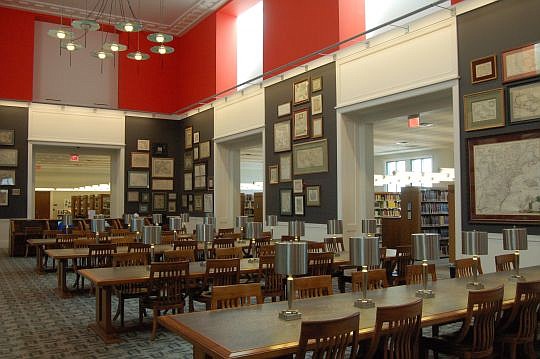The Map Room on the fourth floor displays the Morris Ansbacher Collection of historic Florida cartography.