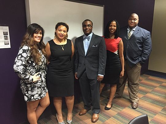 Law students Samantha Szwed, Sharlz Webb, Byron Pendergraft, Marissa Constant and David Brown assisted at the Nonprofit Organizations Legal Services Forum.