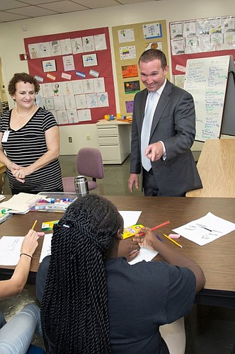 The program had 13 students in sixth through 10th grades Monday, many of whom spent the afternoon with a social worker while spending time in the program and away from regular classrooms.