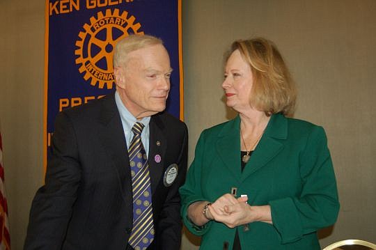Rotary Club of Jacksonville President John Fryer and Jackie Cornelius, principal of Douglas Anderson School of the Arts.