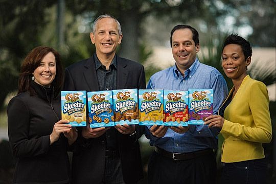 Executives with Skeeter Snacks are, from left, Mary Kellmanson, acting chief merchandising officer; Larry Appel, CEO; Javier Retamar, chief financial officer; and Sharyla Robinson, marketing vice president.