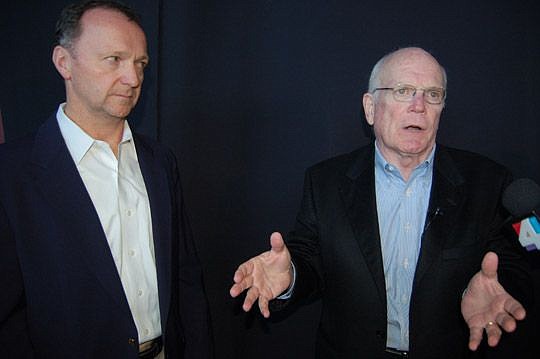 Chris Carter, left, president of One Spark Ventures, a new venture capital program, and Peter Rummell, chair of One Spark's board of directors.