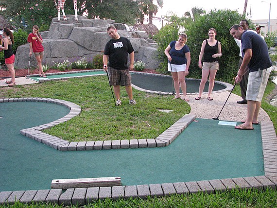 Photos by Joe Wilhelm Jr. - YLS Sports Co-Commissioner Matt Havice (right) on the green at Adventure Landing.